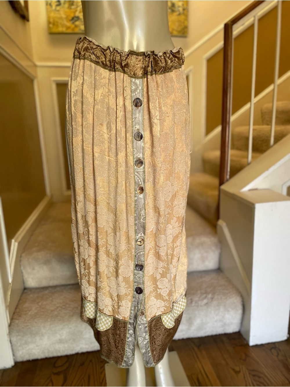 Nothing Matches Maxi Skirt Mixed Fabrics Boho Art to Wear Hippie Size Sm/Med / 2